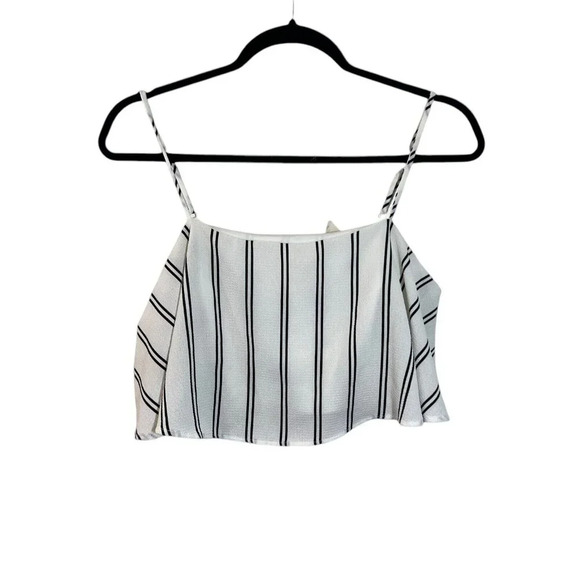 Windsor Pant Crop Top Set Medium White Striped Wide Leg Flowy Blouse Sleeveless - Picture 2 of 8